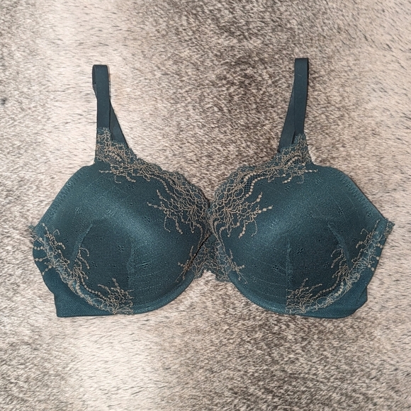 SPANX Undie-tectable Lace Push Up Plunge Bra Green Women's 36DD - Picture 2 of 6